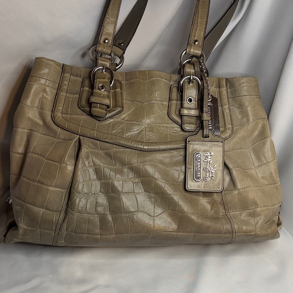 Coach Handbags - Coach Olive Croc-Embossed Shoulder Bag